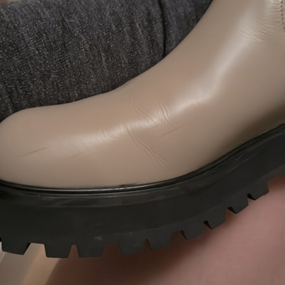 LAFAYETTE 148 NEW YORK leather and cashmere Womens Beige Stretch Clarence Boots - Picture 6 of 8